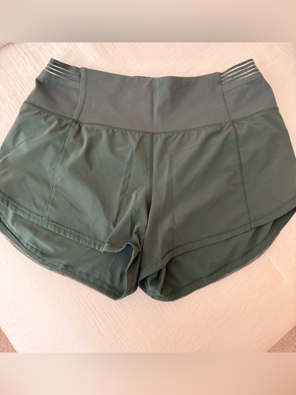 Women’s Lululemon High-Waist Athletic Shorts - Dark Green Color Size 10 3” Short